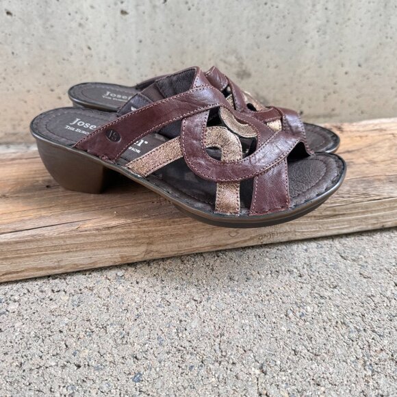 JOSEF SEIBEL BROWN LEATHER SANDALS WOMEN'S US SIZE 6 (EU SIZE 36) COMFORT SHOE - Picture 1 of 13